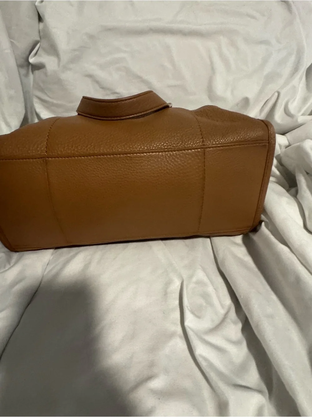 Tory Burch Cognac Leather Satchel with Gold Logo